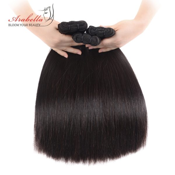 Double Drawn Bone Straight Hair Weave Bundles Vrigin Hair Extension Natural Color Thick Ends Hair Bundles Arabella Hair Bundles