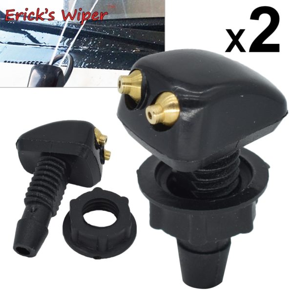 Erick's Wiper 2x Universal Front Windshield Washer Wiper Nozzle Sprayer Sprinkler Water Spout Outlet For Toyota Mazda Hyundai