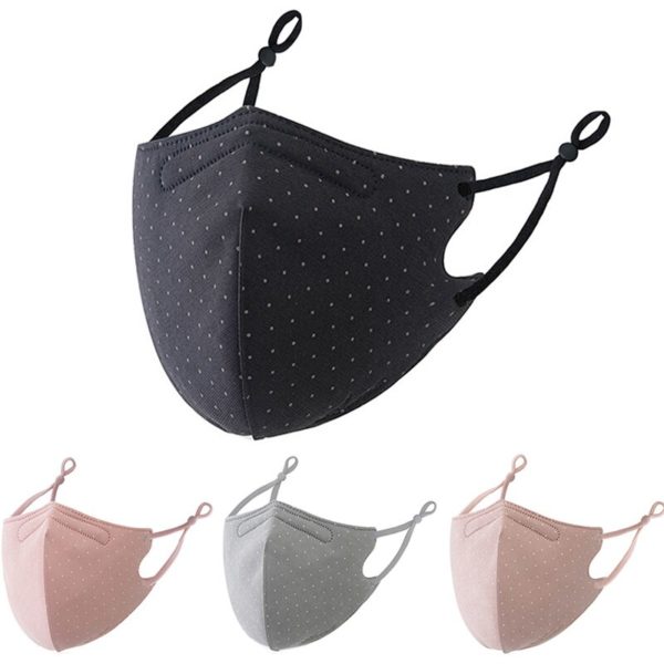 Fashion Black Polka Dot Face Mask Dustproof Breathable Soft Cotton Masks Adult Mouth Mask Adjustable Washable Face Mask Women