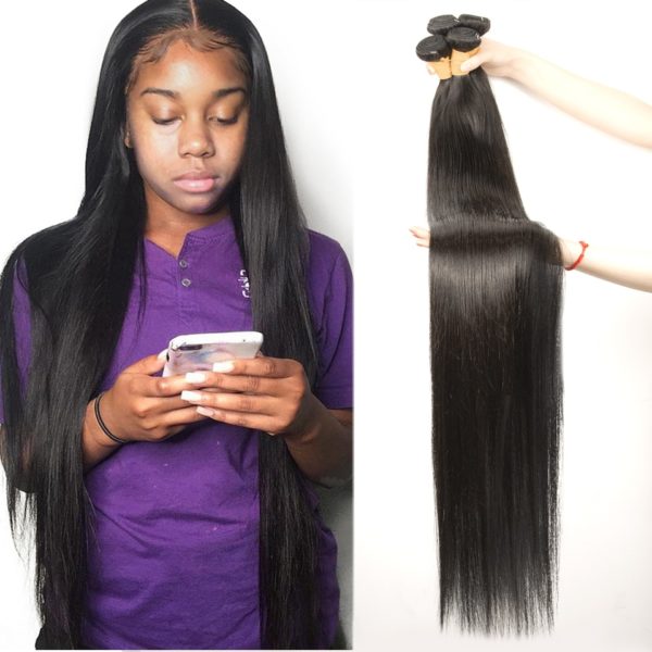 Fashow 30 32 34 36 40 inch Indian Hair Straight Hair Bundles 100% Natural Human Hair Bundles Double Wefts Remy Hair Extensions