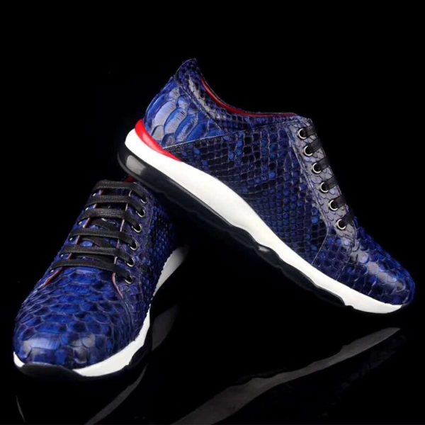 Genuine Python skin Men's Sports shoes gold color fashion leather sneaker - Image 4