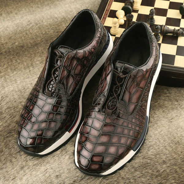 Handcrafted Men's Premium Alligator Skin Casual Sport Shoes Crocodile Leather Running Sneaker Winter Boots - Image 2