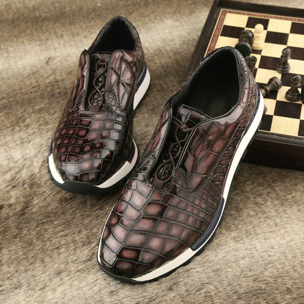 Handcrafted Men's Premium Alligator Skin Casual Sport Shoes Crocodile Leather Running Sneaker Winter Boots - Image 3