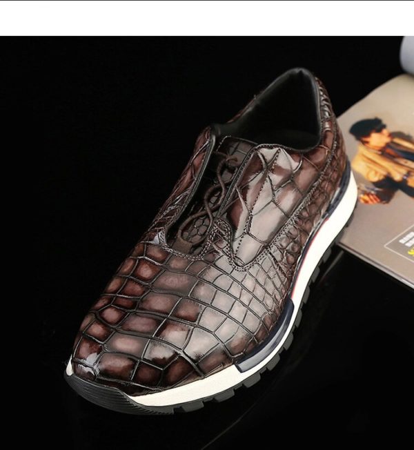 Handcrafted Men's Premium Alligator Skin Casual Sport Shoes Crocodile Leather Running Sneaker Winter Boots - Image 6