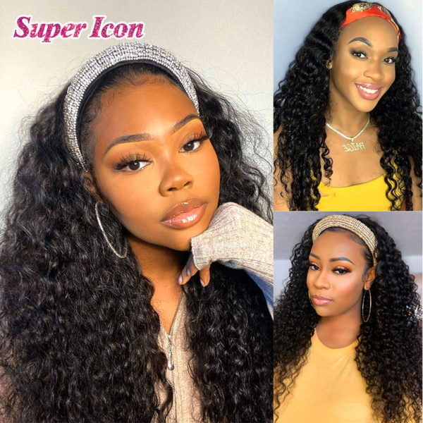 Headband Wig Human Hair Kinky Curly Brazilian Glueless Cheap Wigs Curl Thick Natural Human Hair Wigs For Woman Remy Super Icon - Image 2