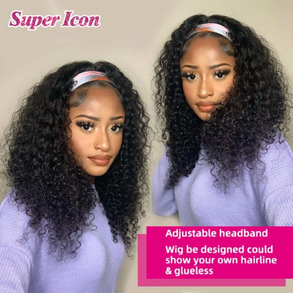 Headband Wig Human Hair Kinky Curly Brazilian Glueless Cheap Wigs Curl Thick Natural Human Hair Wigs For Woman Remy Super Icon - Image 3