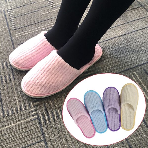 Home Guest Slippers Velvet Disposable Slippers Non-slip Hotel Supplies Portable Women's Slippers Guest Indoor Men Slippers Hot - Image 2