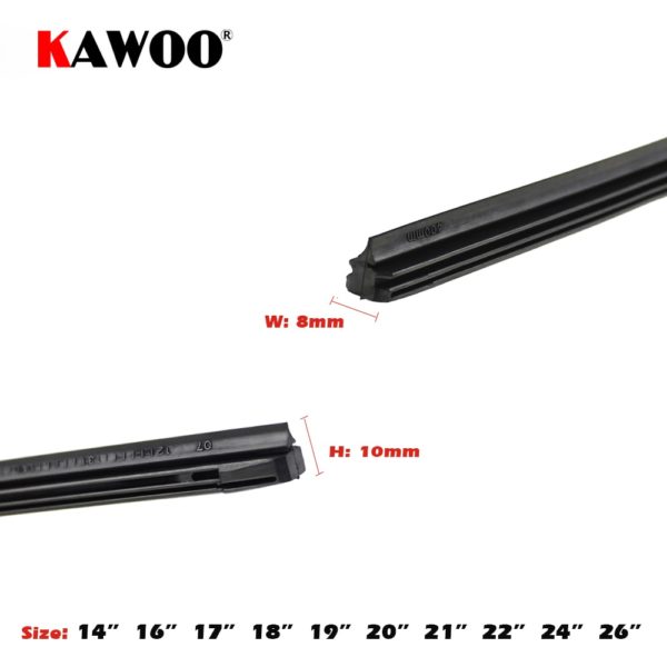 KAWOO Car Vehicle Insert Rubber strip Wiper Blade (Refill) 8mm Soft 14" 16" 17" 18" 19" 20" 21" 22" 24" 26" 28" 1pcs Accessories - Image 2