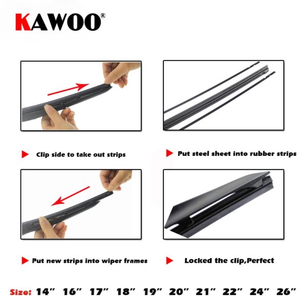 KAWOO Car Vehicle Insert Rubber strip Wiper Blade (Refill) 8mm Soft 14" 16" 17" 18" 19" 20" 21" 22" 24" 26" 28" 1pcs Accessories - Image 5