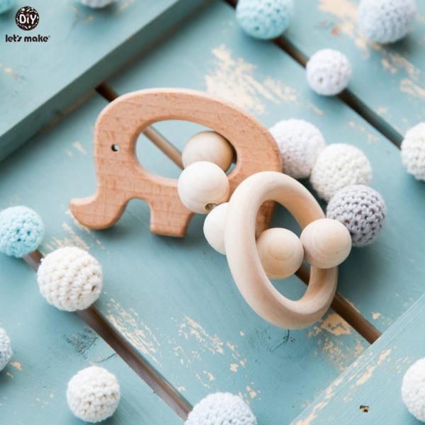 Let's Make 10pc Wooden Beads 20mm Crochet Beads Wooden Teether Baby Toys Handmade Wood Crafts Teething Rattle Beads Baby Teether - Image 5