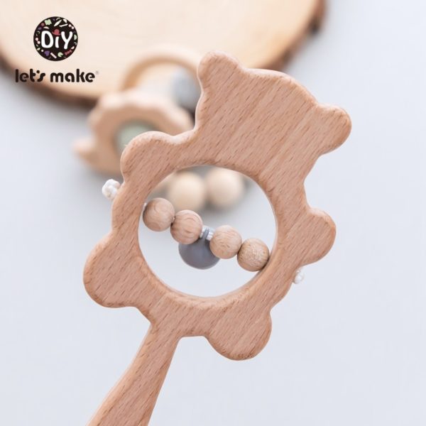 Let's Make 2PCS/Set Bed Bell Baby Toys Teether Wooden Rattles Bracelet Pacifier Chain Rodent Beading Beech Musical Newborn Toys - Image 6