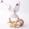 Let's Make 2pc/1lot Baby Teether Bunny Ear DIY Teething Wooden Bracelets Made Beech Animals Shower Gift Play Gym Toy Baby Rattle - Image 3