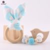 Let's Make 2pc/1lot Baby Teether Bunny Ear DIY Teething Wooden Bracelets Made Beech Animals Shower Gift Play Gym Toy Baby Rattle - Image 4