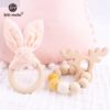 Let's Make 2pc/1lot Baby Teether Bunny Ear DIY Teething Wooden Bracelets Made Beech Animals Shower Gift Play Gym Toy Baby Rattle - Image 6