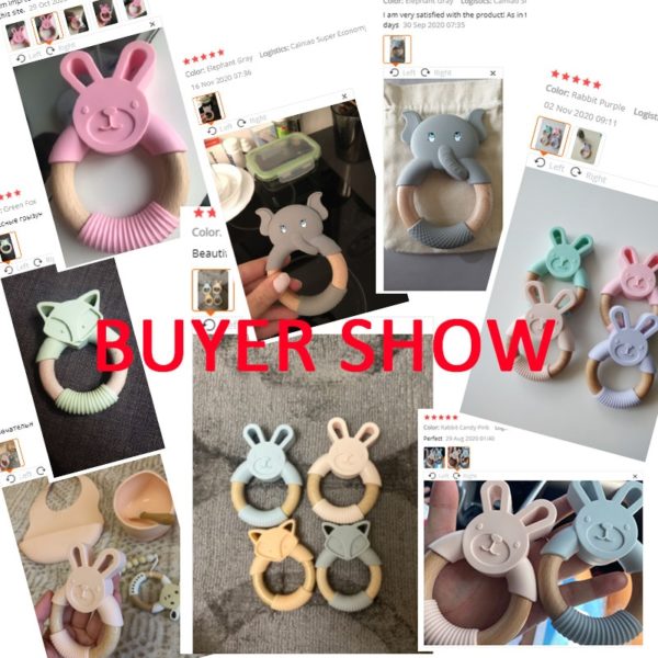 Let's Make Animal Silicone Teether Wooden Rabbit Ring 1PC BPA Free Accessories Teething Toys Food Grade BPA Free Baby Teethers - Image 6