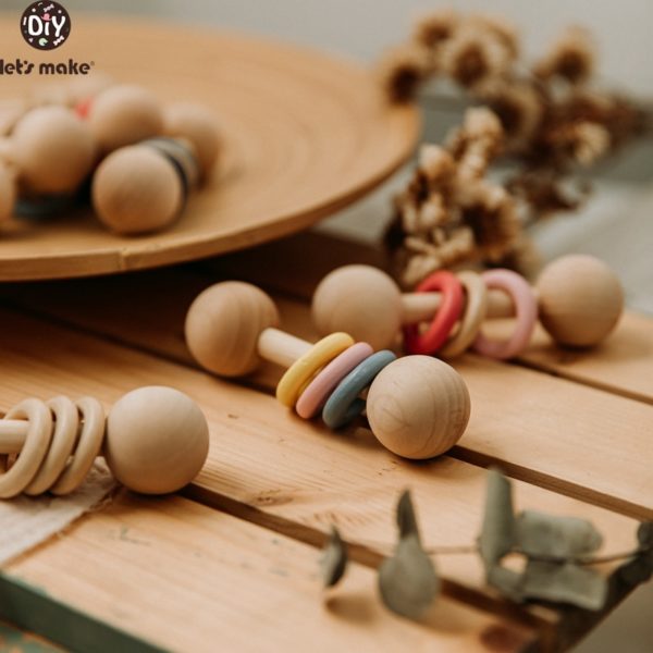 Let's Make Baby Beech Wooden Rattle 1pc Hemu Rattle Soother Teether Molar Toy Safe Without FPA Musical Chew Montessori Toys - Image 4