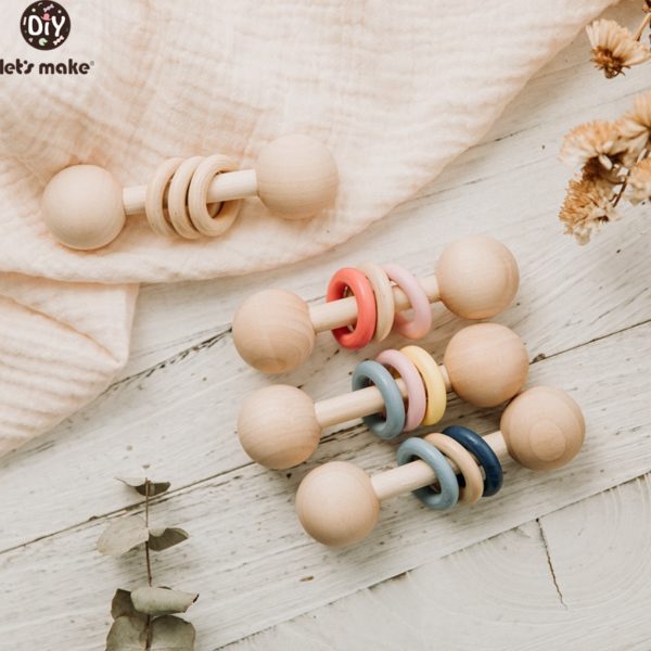 Let's Make Baby Beech Wooden Rattle 1pc Hemu Rattle Soother Teether Molar Toy Safe Without FPA Musical Chew Montessori Toys - Image 6