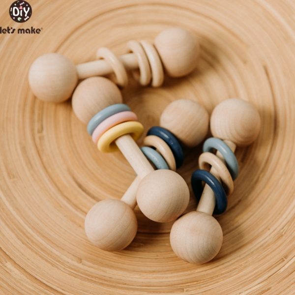 Let's Make Baby Beech Wooden Rattle 1pc Hemu Rattle Soother Teether Molar Toy Safe Without FPA Musical Chew Montessori Toys