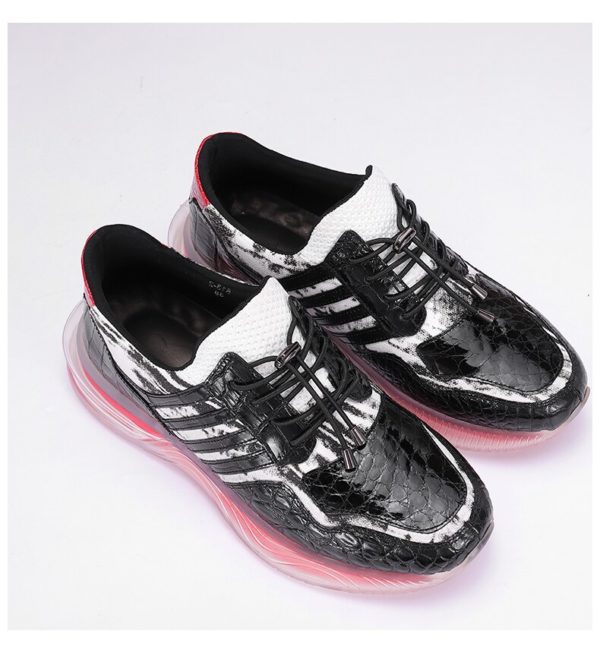 Luxury Crocodile leather stitching casual sneakers Fashionable high-end handmade sport shoes - Image 2