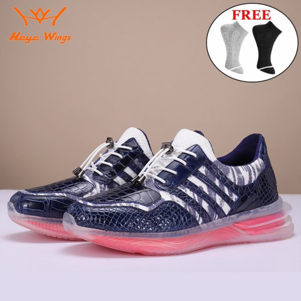 Luxury Crocodile leather stitching casual sneakers Fashionable high-end handmade sport shoes