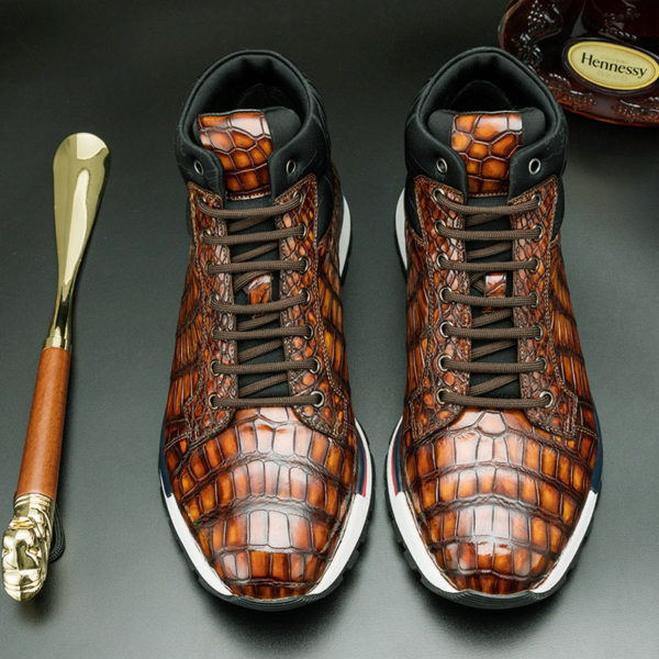 Luxury Men Causal Boots Handcrafted Men's Premium Alligator Skin Running Sneaker Hand Painted Colors Crocodile Leather Shoes - Image 2