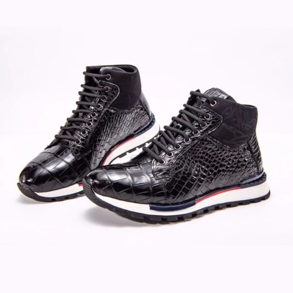 Luxury Men Causal Boots Handcrafted Men's Premium Alligator Skin Running Sneaker Hand Painted Colors Crocodile Leather Shoes - Image 3