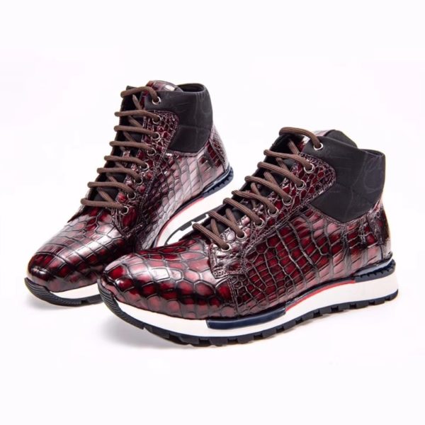 Luxury Men Causal Boots Handcrafted Men's Premium Alligator Skin Running Sneaker Hand Painted Colors Crocodile Leather Shoes - Image 4