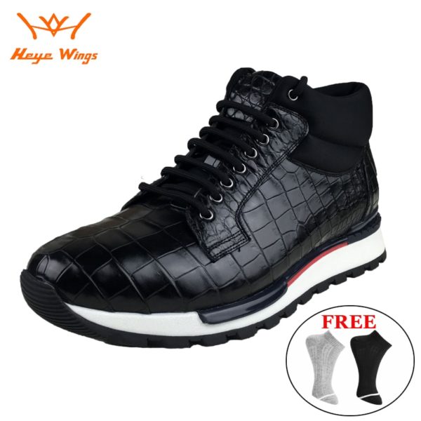 Luxury Real Crocodile Belly Skin Men's Ankle Black Sneakers Genuine Alligator Leather Lace-up Male Leisure Sport Shoes