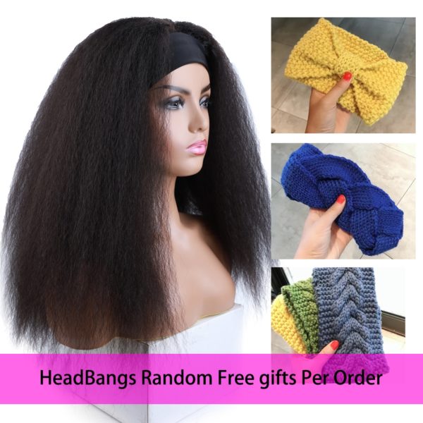 Lydia Long Kinky Straight Headband Synthetic Hair Wigs For African American Women Natural Black 16-22 Inch Kanekalon Afro Wig - Image 6