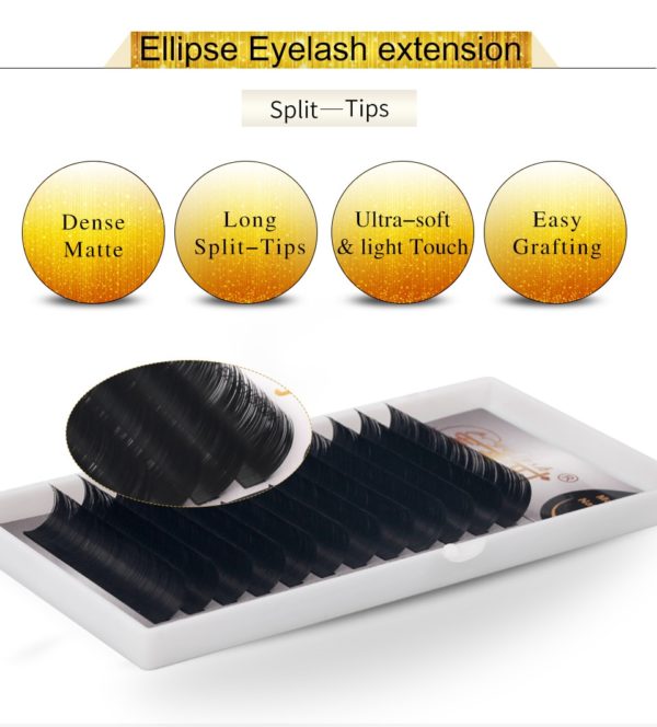 Matte Ellipse Flat Lashes Split Tips Mink Eyelash Extensions Ellipse shaped Lashes Soft Silk Lashes - Image 5