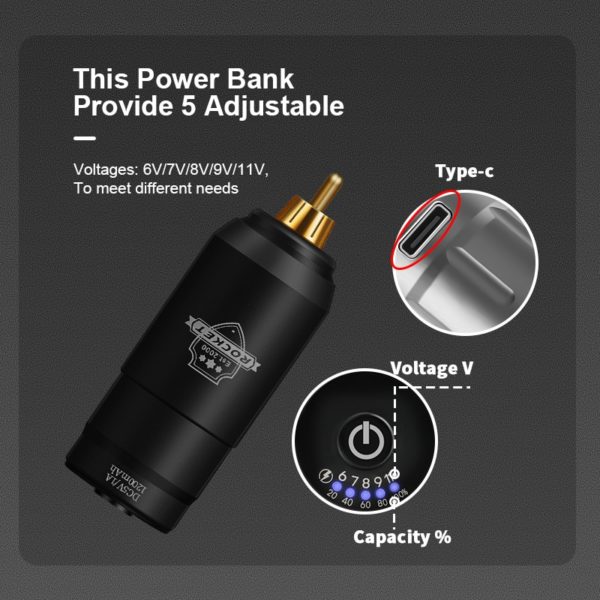 Mini Rocket Tattoo Machine Set Japan Motor Wireless Tattoo Power Supply RCA Interface Rotary Tattoo Pen Kit - Image 6