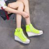New Korean Designer Women Wedge Shoes Canvas Mesh Breathable Platform Sneakers for Female 8cm Heighten High Heels Side Zipper - Image 4