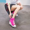 New Korean Designer Women Wedge Shoes Canvas Mesh Breathable Platform Sneakers for Female 8cm Heighten High Heels Side Zipper - Image 5