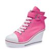 New Korean Designer Women Wedge Shoes Canvas Mesh Breathable Platform Sneakers for Female 8cm Heighten High Heels Side Zipper - Image 6