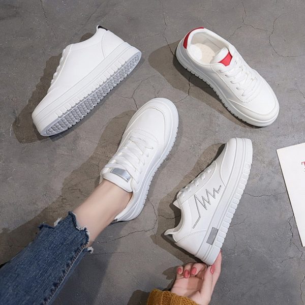 New Women Casual Shoes Women Sneakers Fashion Breathable PU Leather Platform White Women Shoes Soft Footwears