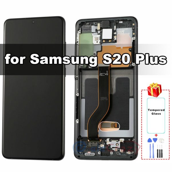 Original AMOLED for Samsung Galaxy S20 Plus G985 G986 LCD Display with Touch Digitizer and Frame Assembly Replacement 100% Test