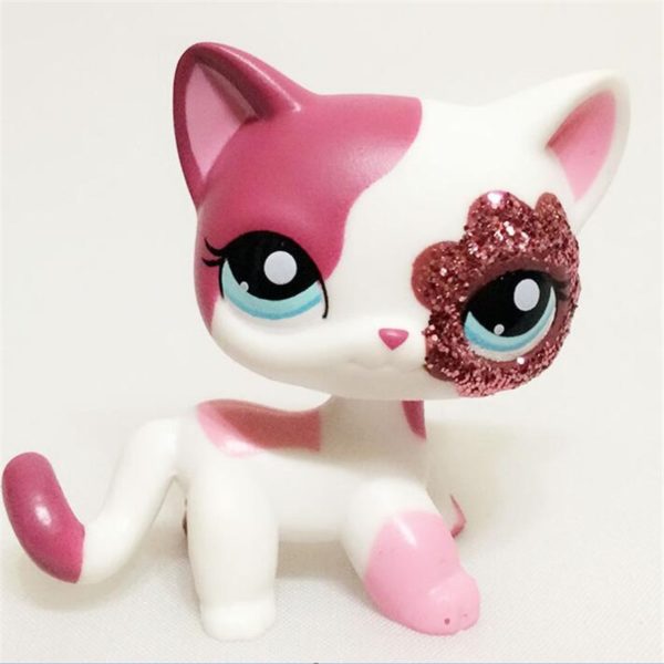 Pet Shop Lps Toys Standing Short Hair Cat White Red Sparkle European Kitty Littlest Girl Xmas Gift Anime Figure Dragon Ball