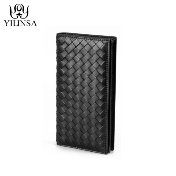 Premium Soft Sheepskin Genuine Leather Luxurious Handmade Knitting Men Wallets 2021 Newest 3 Sizes Series Bi-fold Folio Purses - Image 2