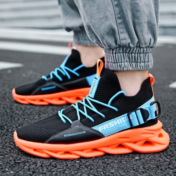 Running Sports Shoes Male Light Soft Thick Sole Hole Cushioning Athletic Wearable Sneakers Mesh Breathable - Image 3