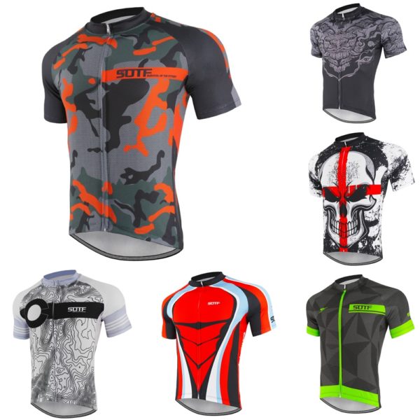 SOTF Geometric Breathable Anti-Wrinkle Cycling Jersey Short Sleeve Road Bike shirt Mountain Bike Cycling Clothing Men Women