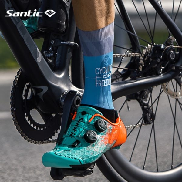 Santic Mens Cycling Shoes Carbon Fiber Sole PRO MTB Road Bike Bicycle Shoes Self-locking Sneaker Ultralight Breathable Equipment