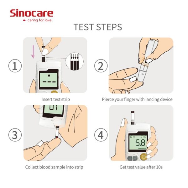 Sinocare GA-3 Glucometer Diabetes Blood Glucose Meter & Test Strips &Lancets Glm Medical Blood Sugar Meter Diabetes Tester - Image 3