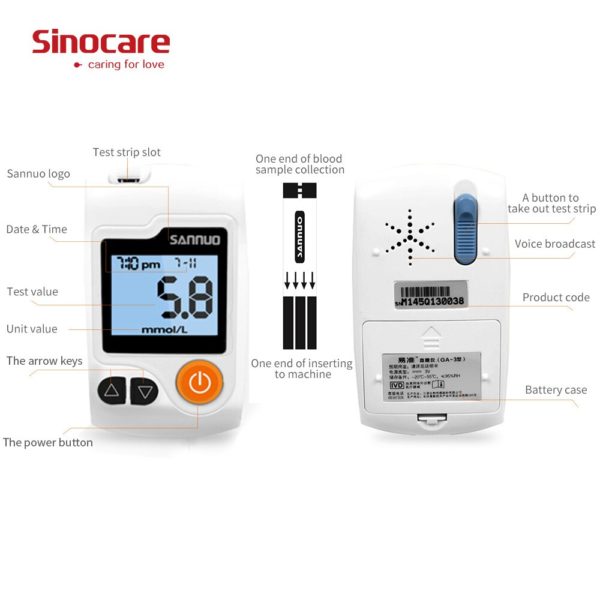 Sinocare GA-3 Glucometer Diabetes Blood Glucose Meter & Test Strips &Lancets Glm Medical Blood Sugar Meter Diabetes Tester - Image 4