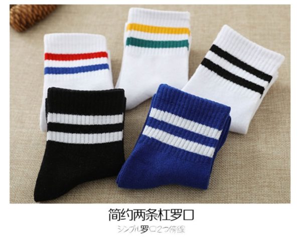 Sports Socks Women Men Funny Cute School Girls Cotton Loose Striped Socks Colorful Women Sox Harajuku Designer Retro White - Image 2