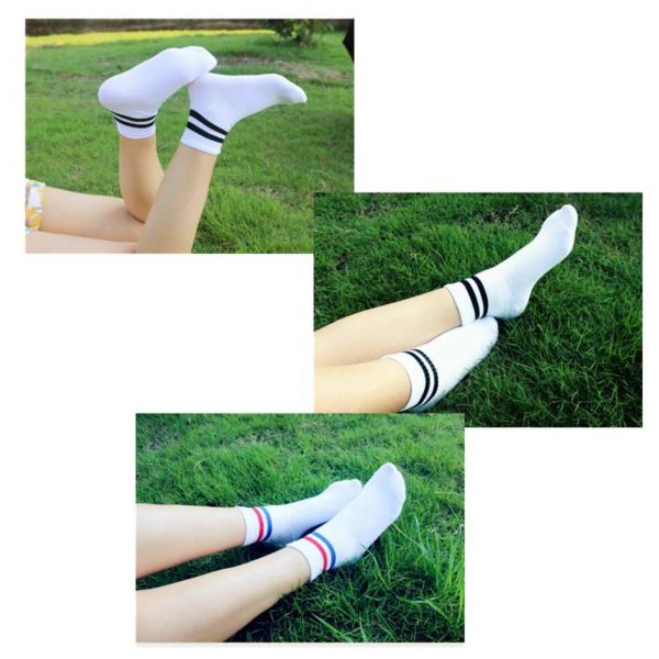 Sports Socks Women Men Funny Cute School Girls Cotton Loose Striped Socks Colorful Women Sox Harajuku Designer Retro White - Image 4