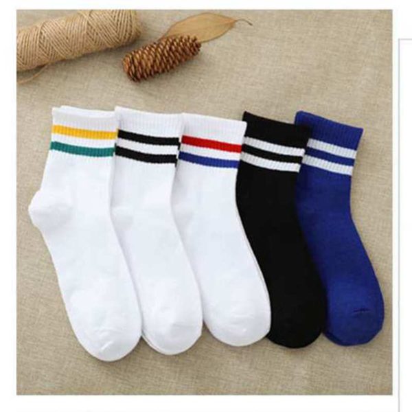 Sports Socks Women Men Funny Cute School Girls Cotton Loose Striped Socks Colorful Women Sox Harajuku Designer Retro White