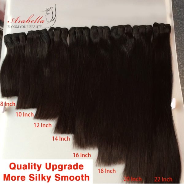 Super Double Drawn Virgin Hair Bundles Arabella Brazilian Straight Hair 100% Human Hair Bundles With 4x4 Transparent LaceClosure - Image 2