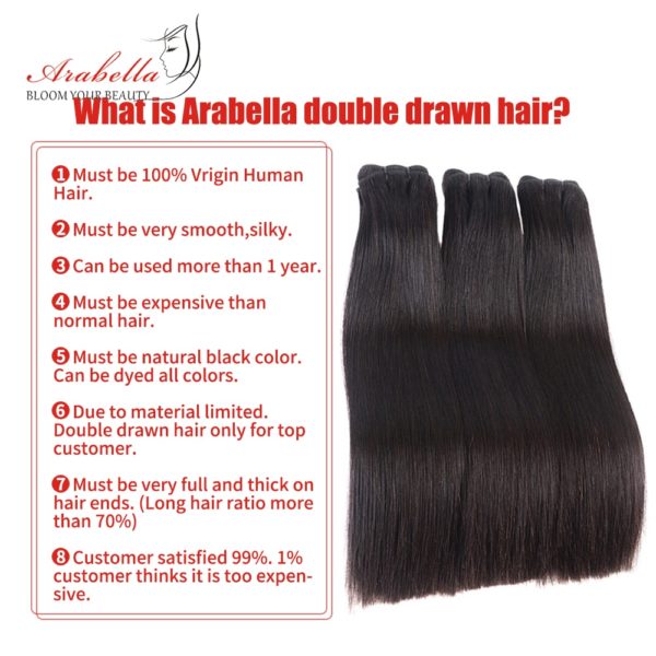 Super Double Drawn Virgin Hair Bundles Arabella Brazilian Straight Hair 100% Human Hair Bundles With 4x4 Transparent LaceClosure - Image 3