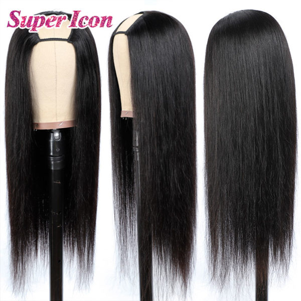 U Part Straight Human Hair Wig Brazilian Wigs For Woman Cheap U Sharp Natural Color Smooth Human Hair Wigs Glueless Super Icon - Image 5