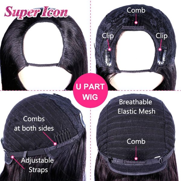 U Part Wig Body Wave Human Hair For Woman Brazilian Remy Pelucas Cheap U Sharp Natural Human Hair Wigs Glueless Super Icon - Image 5